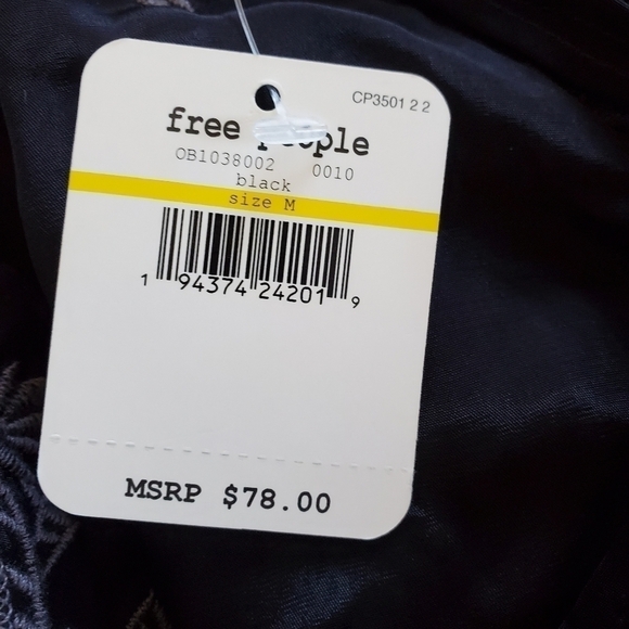 Free People Jenna Embroidered Black Cami Top NWT Size Medium - Picture 11 of 13